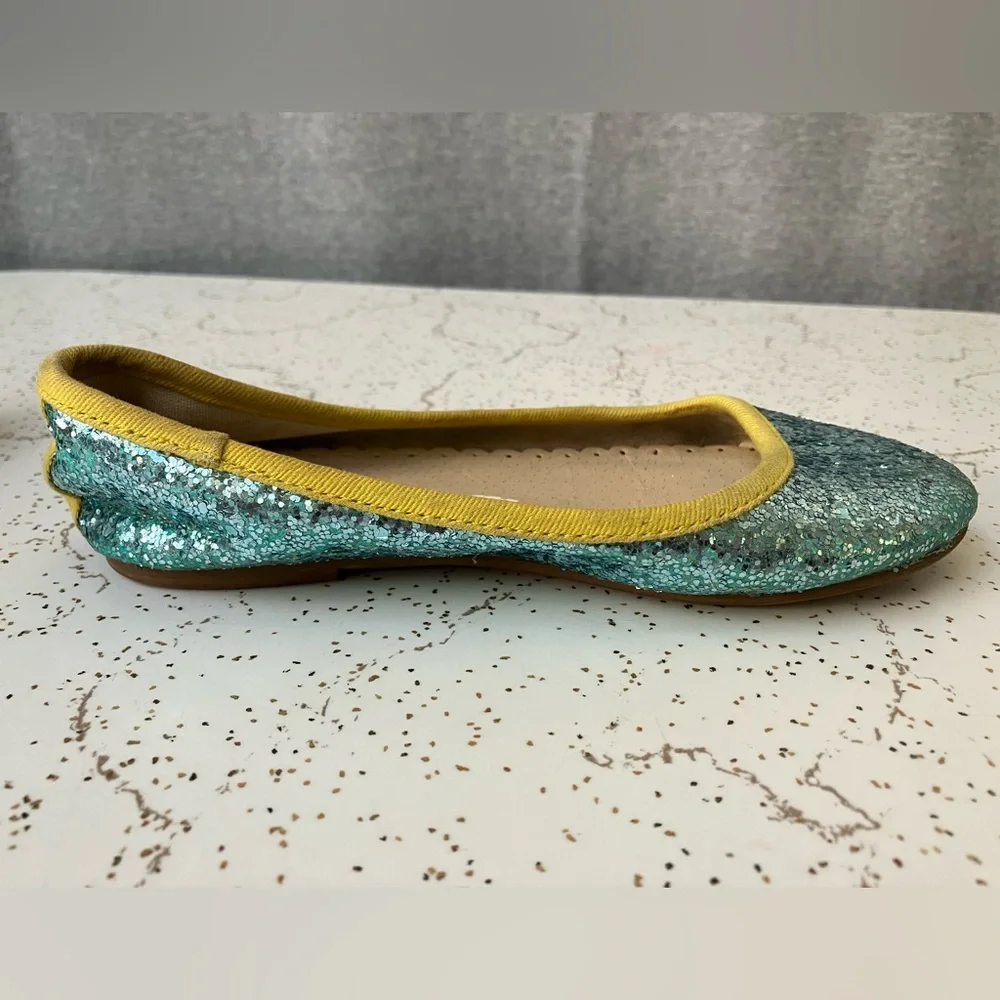 Mini Boden Sparkly Glitter Ballet Flats - Size 29 EU, Little Kids' 11.5 US -AQUA